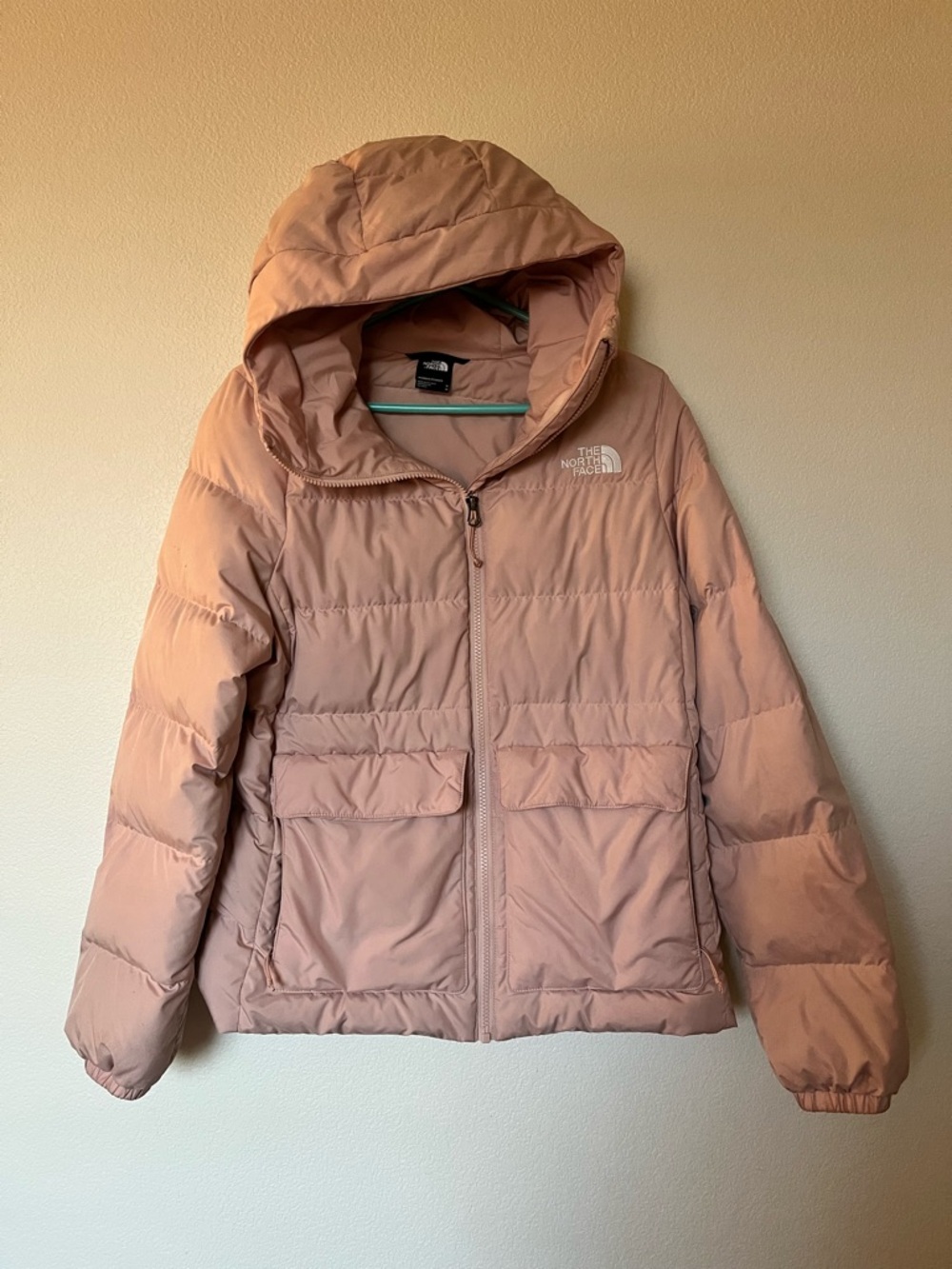 The North Face Women’s Light Pink Hooded Puffer Jacket